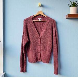 Nine West Pink Cottagecore Granny Chic Cardigan Sweater L